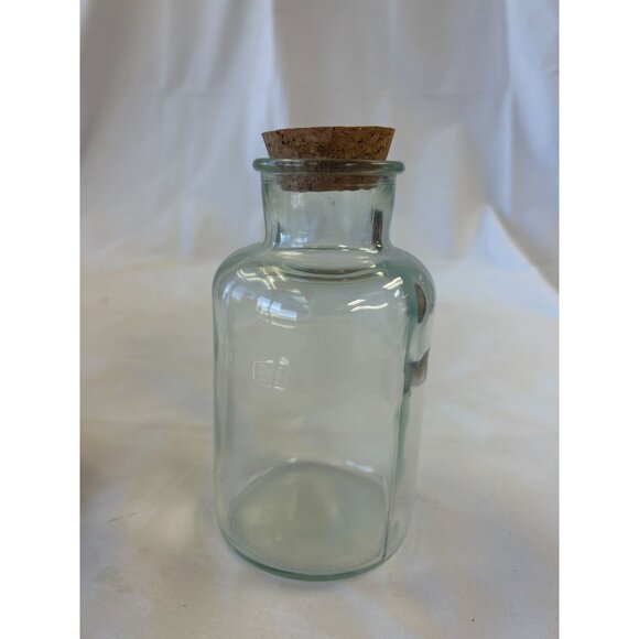 Clear Glass Apothecary Style Bottle With Cork Lid 6 Inches Tall Vintage-Inspired - Picture 1 of 2